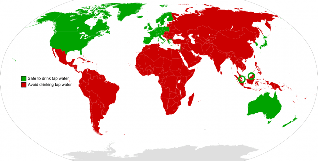 World map for tap water
